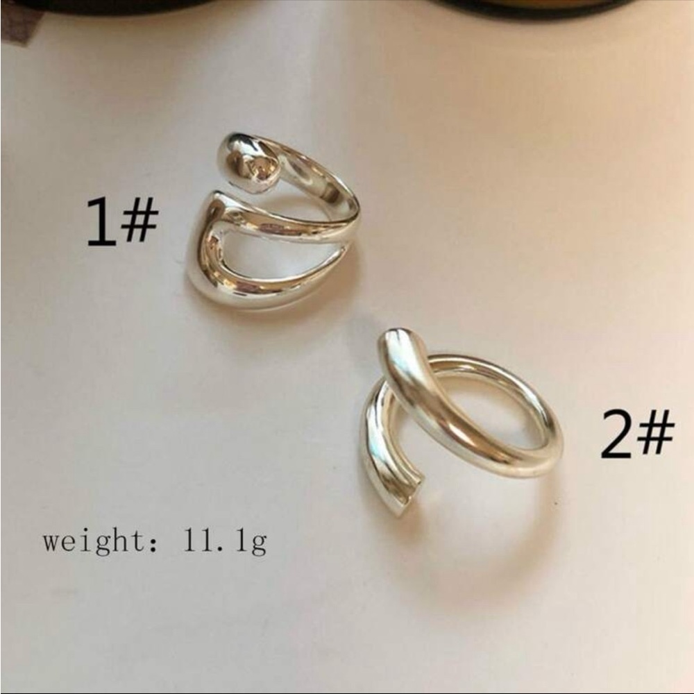 Silver Tone Adjustable Geometric Rings - Picture 2 of 3
